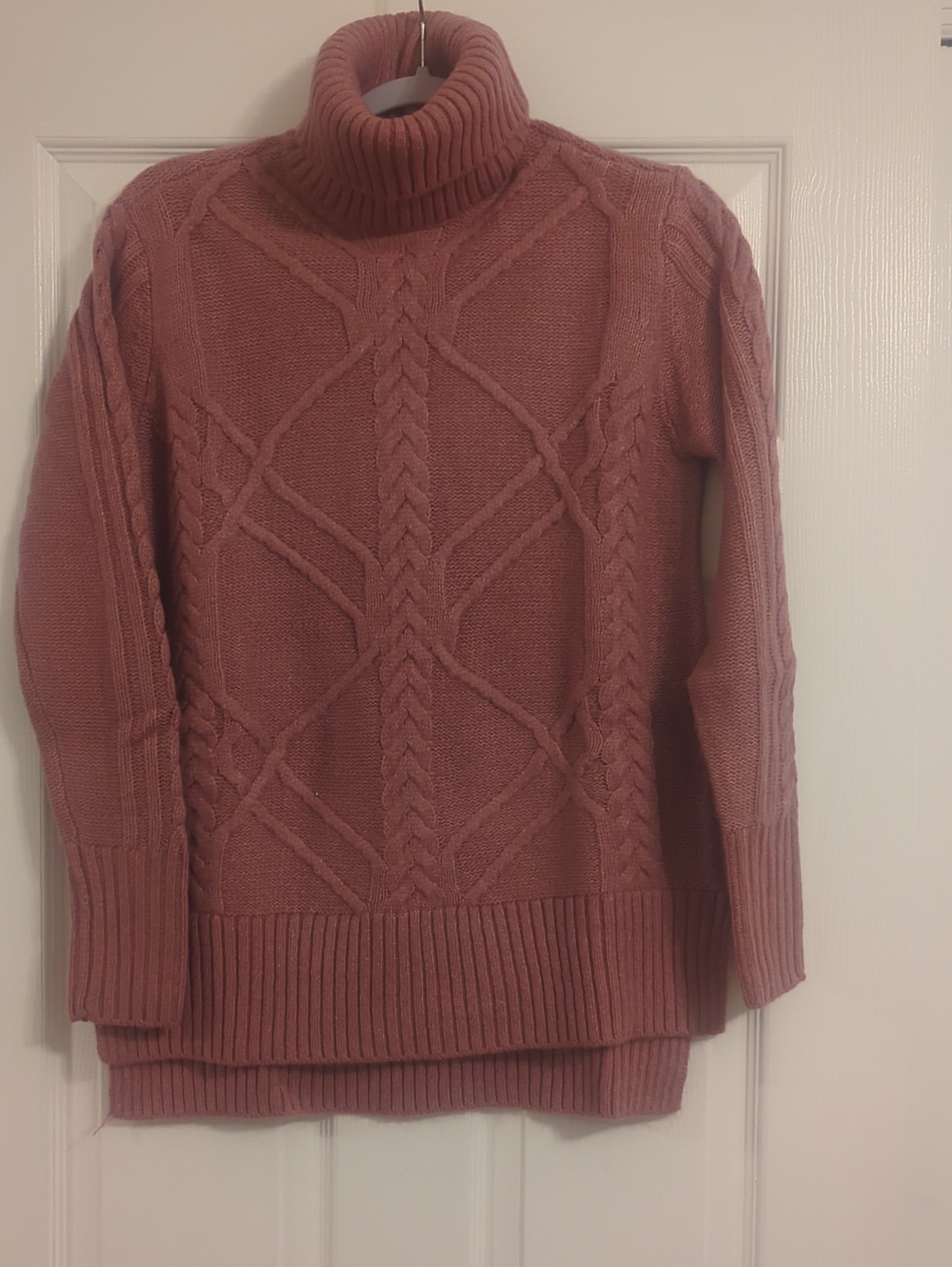 Simply Vera Vera Wang Rose Cable-Knit Turtleneck Tunic Length Sweater